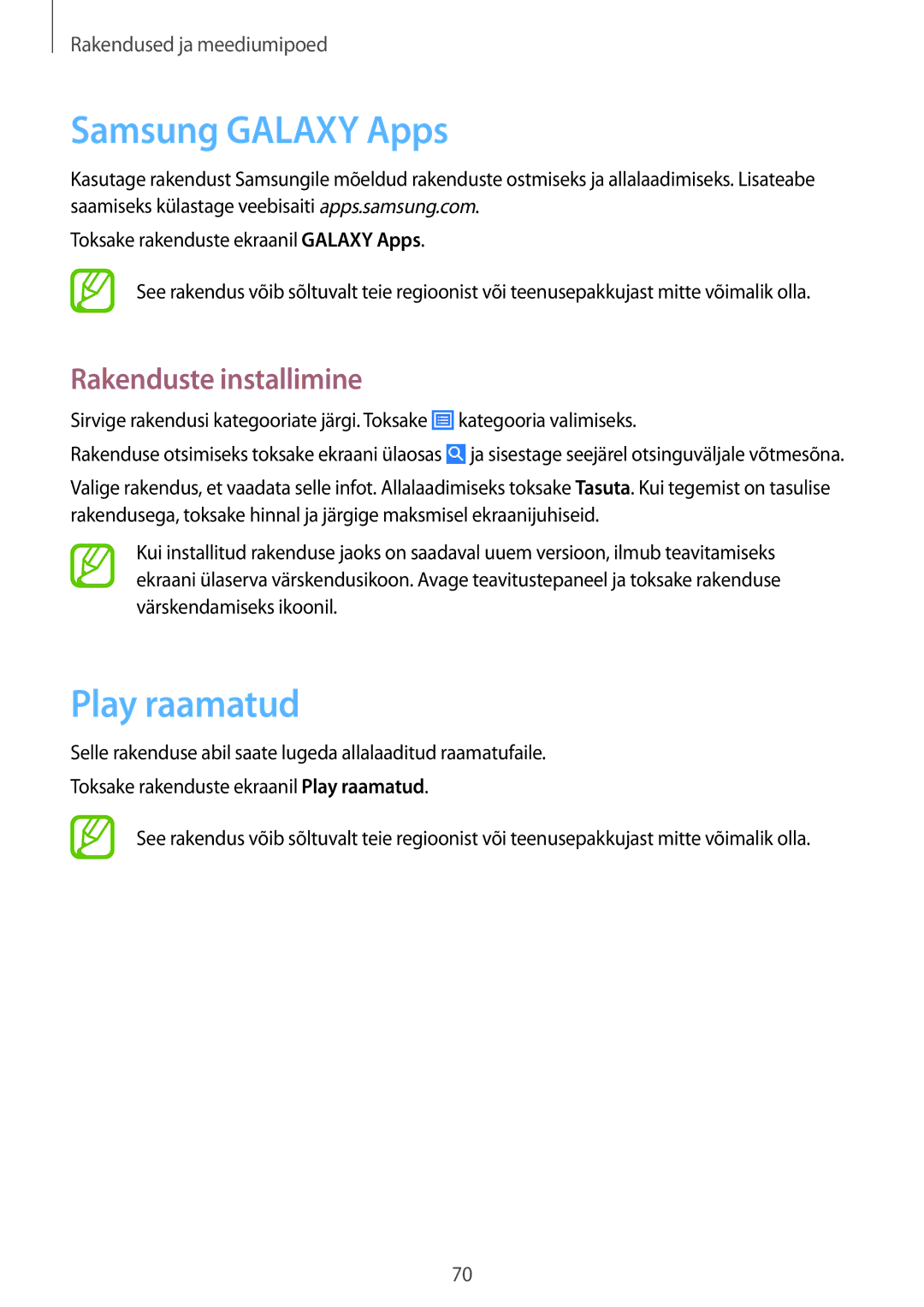 Samsung SM-T360NNGASEB manual Samsung Galaxy Apps, Play raamatud 