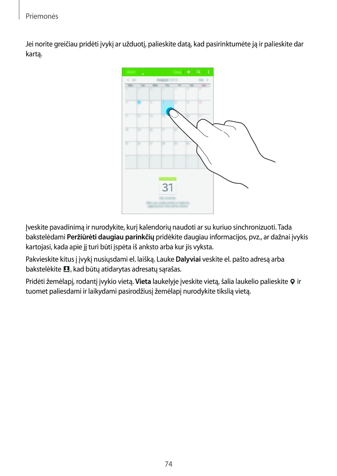 Samsung SM-T360NNGASEB manual Priemonės 