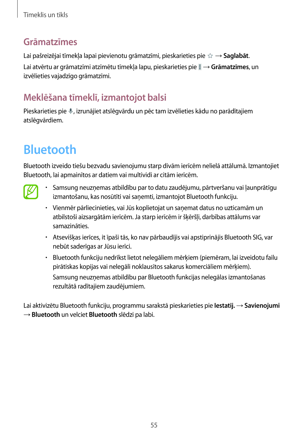 Samsung SM-T360NNGASEB manual Bluetooth 