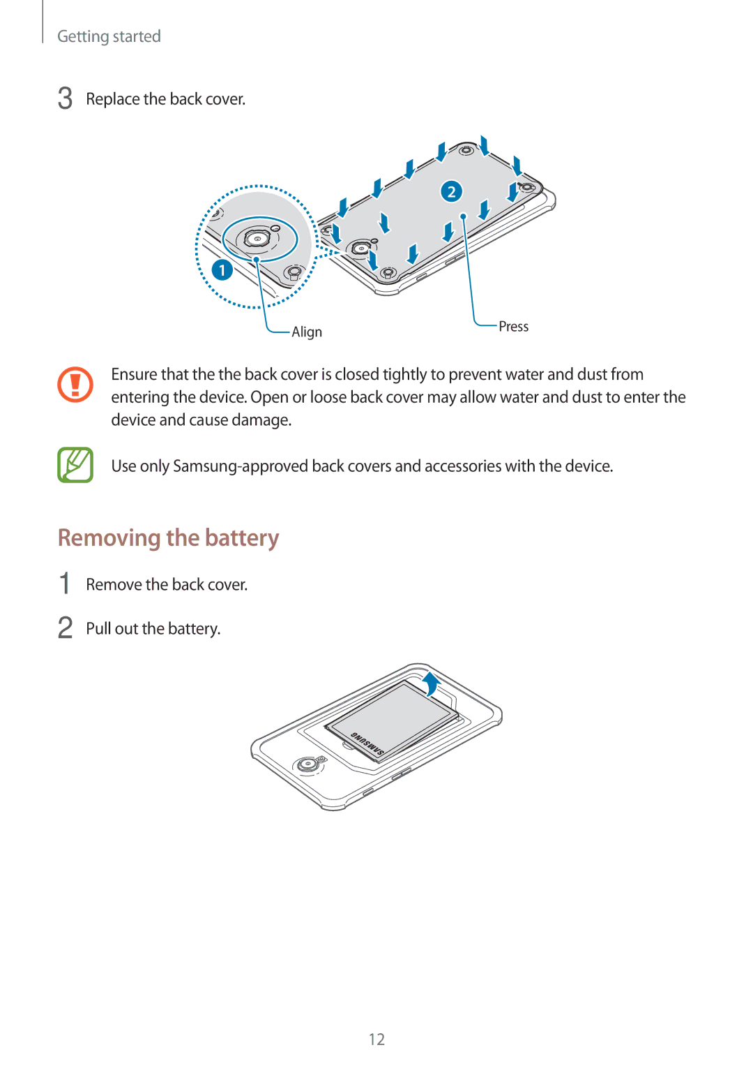 Samsung SM-T360NNGATPH, SM-T360NNGAXEF, SM-T360NNGAITV, SM-T360NNGAPHE, SM-T360NNGAXSK, SM-T360NNGAXEZ Removing the battery 