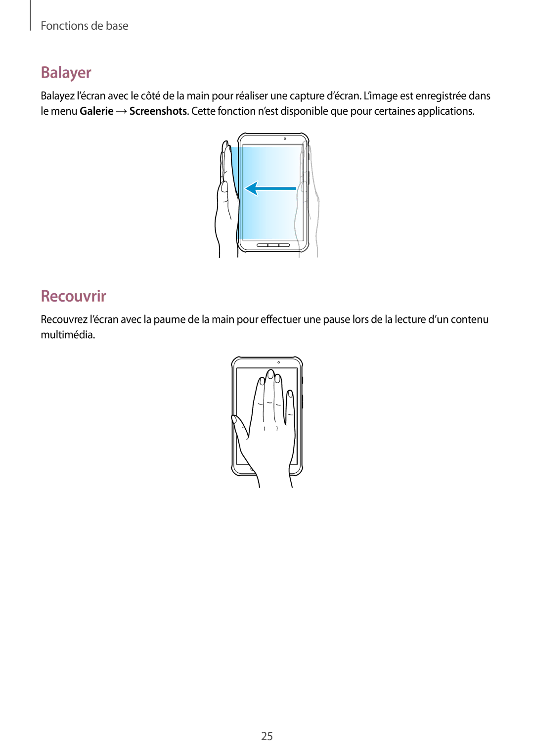 Samsung SM-T360NNGAXEF manual Balayer, Recouvrir 