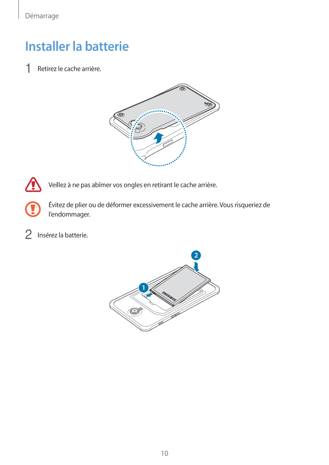 Samsung SM-T360NNGAXEF manual Installer la batterie 