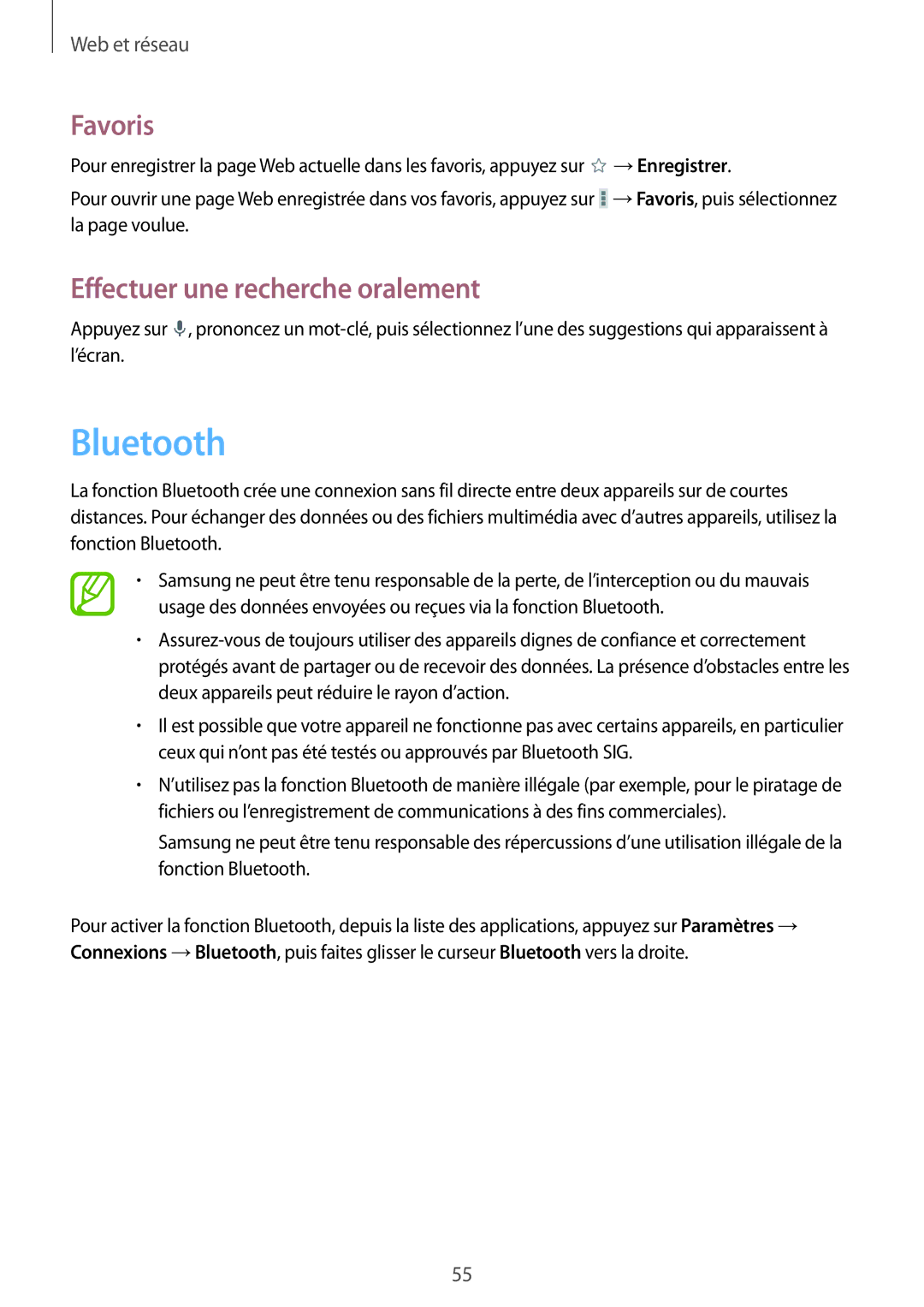 Samsung SM-T360NNGAXEF manual Bluetooth 