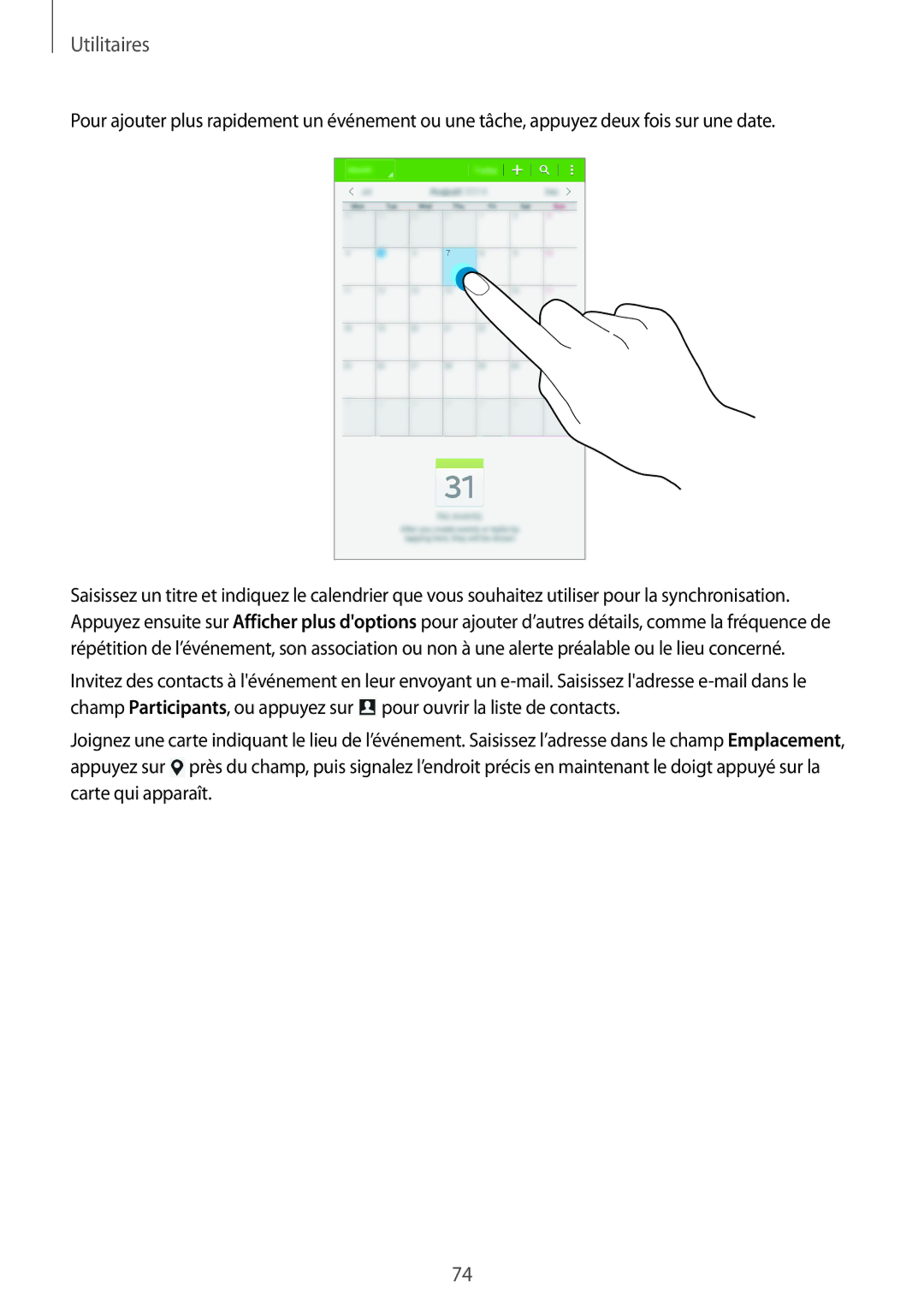 Samsung SM-T360NNGAXEF manual Utilitaires 