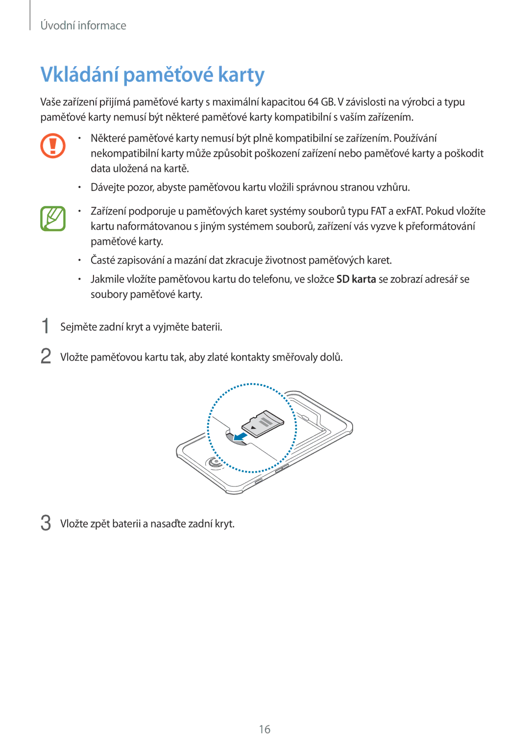 Samsung SM-T360NNGAXSK, SM-T360NNGAXEZ manual Vkládání paměťové karty 