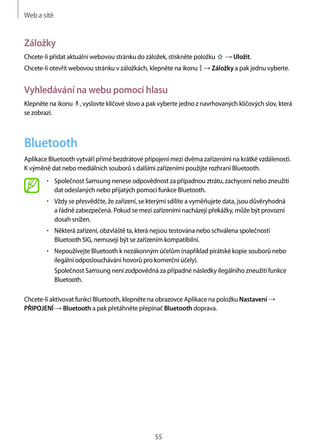 Samsung SM-T360NNGAXEZ, SM-T360NNGAXSK manual Bluetooth 