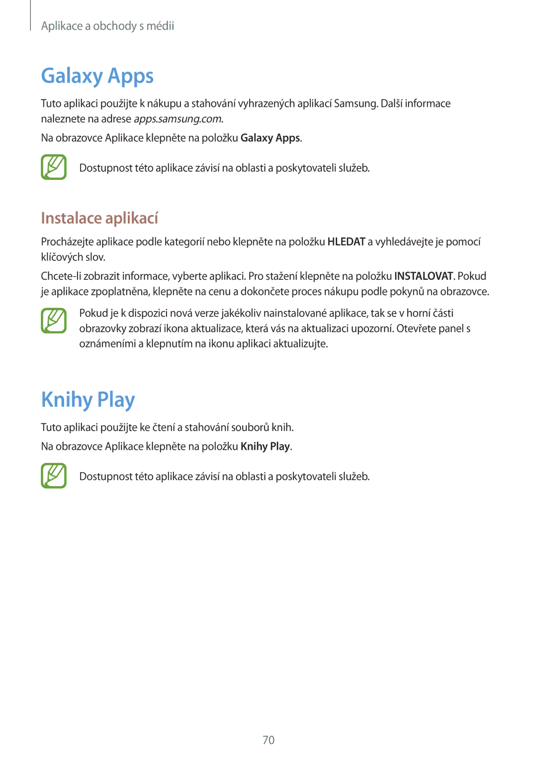 Samsung SM-T360NNGAXSK, SM-T360NNGAXEZ manual Galaxy Apps, Knihy Play 