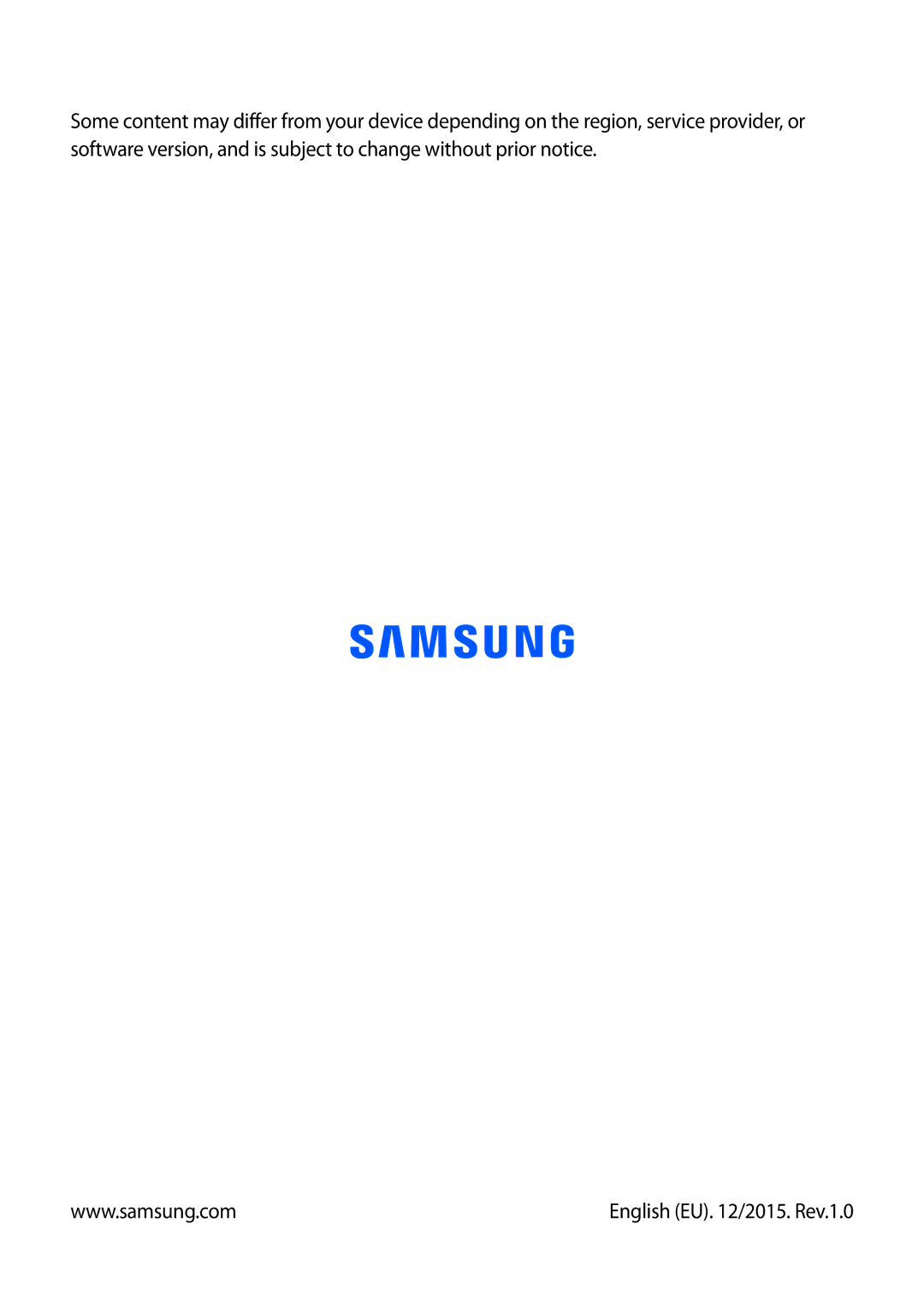 Samsung SM-T365NNGAXEO, SM-T365NNGAATO, SM-T365NNGATUR, SM-T365NNGADBT, SM-T365NNGASEB manual English EU /2015. Rev.1.0 