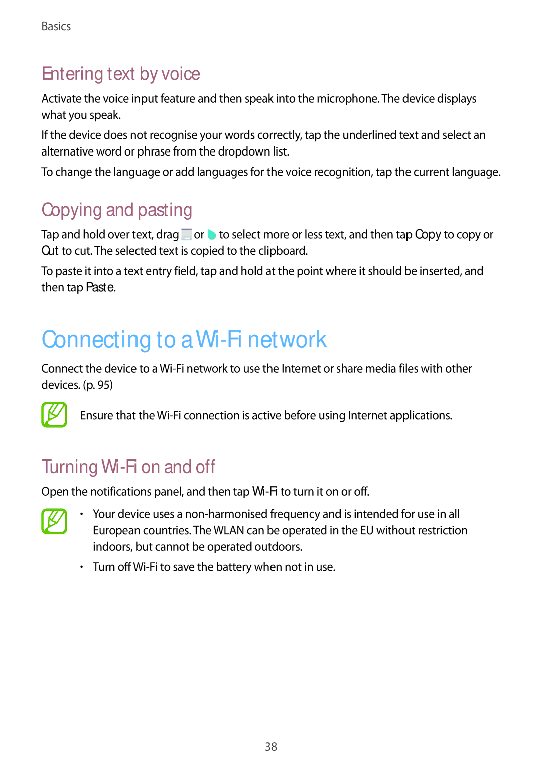 Samsung SM-T365NNGADBT, SM-T365NNGAATO manual Connecting to a Wi-Fi network, Entering text by voice, Copying and pasting 