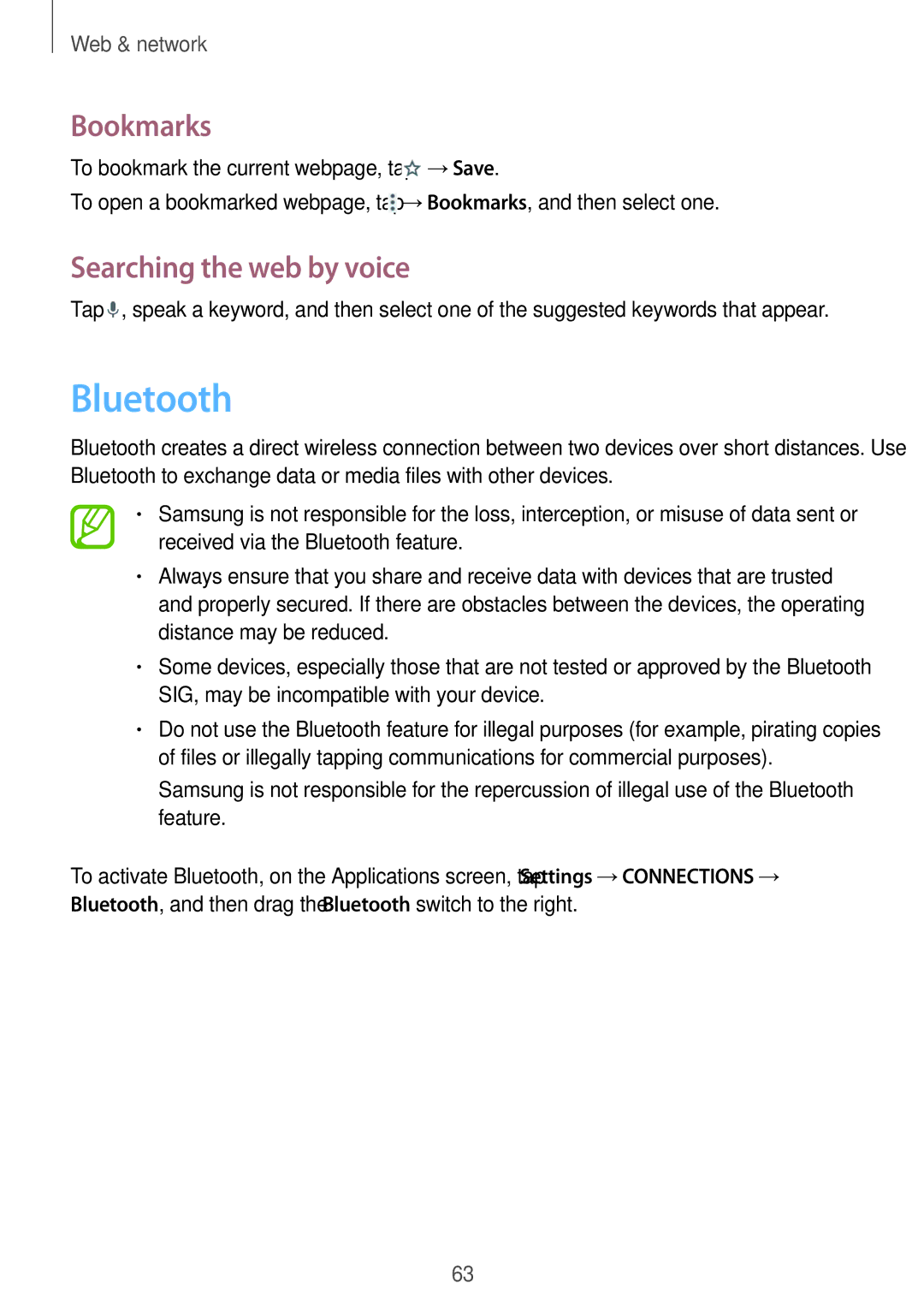 Samsung SM-T365NNGAXEO, SM-T365NNGAATO, SM-T365NNGATUR, SM-T365NNGADBT, SM-T365NNGASEB, SM-T365NNGABTU manual Bluetooth 