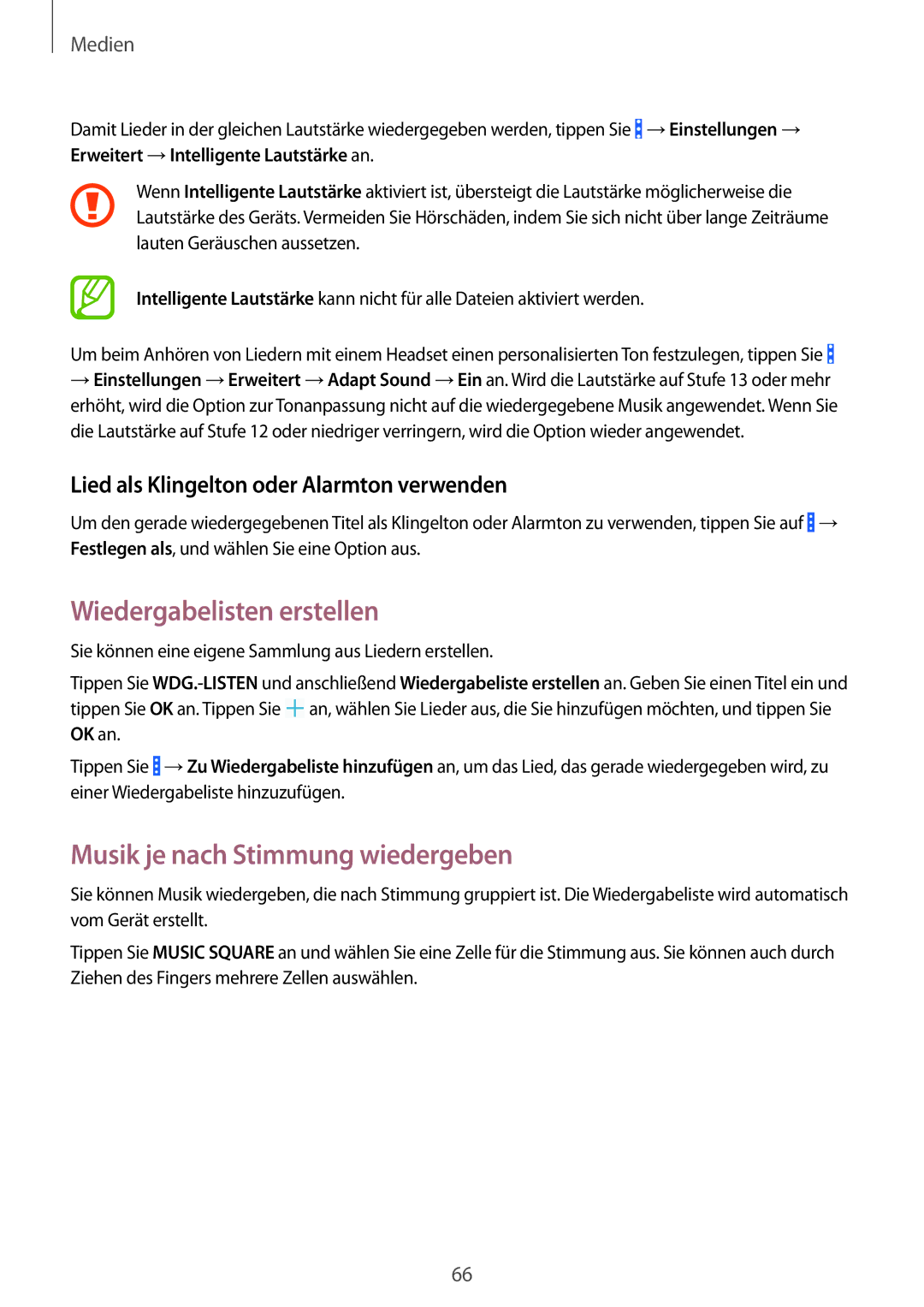 Samsung SM-T365NNGAATO, SM-T365NNGATUR, SM-T365NNGADBT manual Wiedergabelisten erstellen, Musik je nach Stimmung wiedergeben 