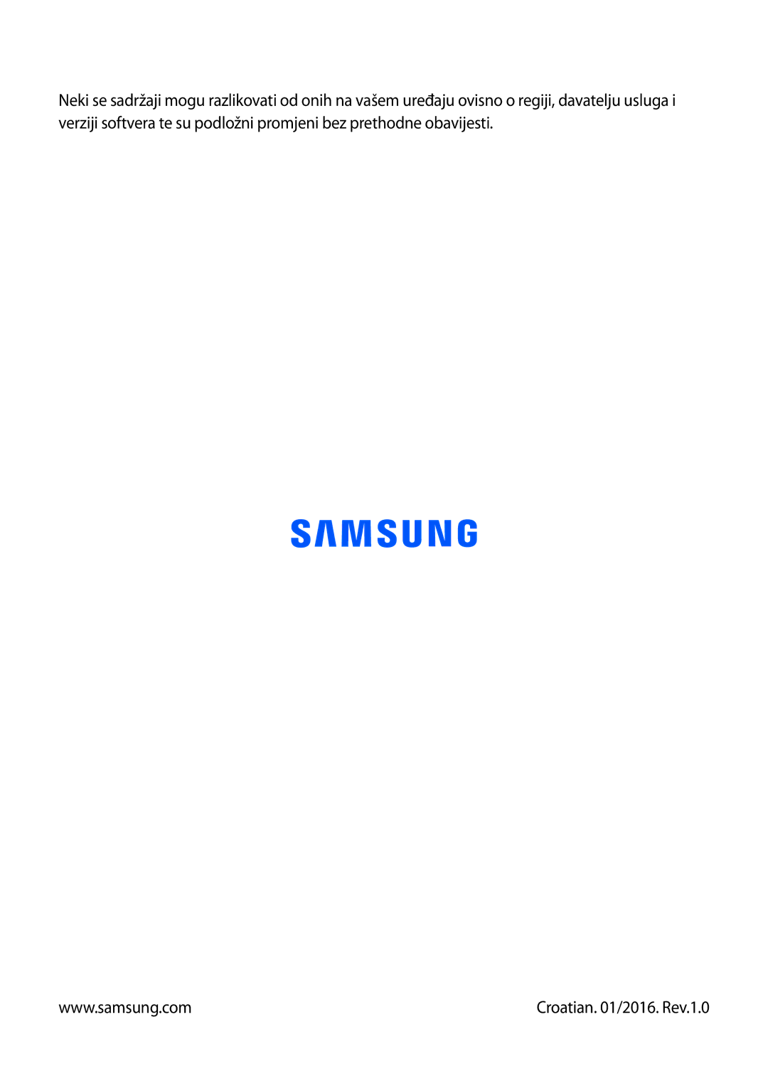 Samsung SM-T365NNGACRO manual Croatian /2016. Rev.1.0 