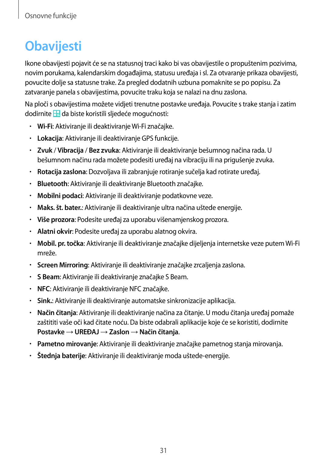 Samsung SM-T365NNGACRO manual Obavijesti 