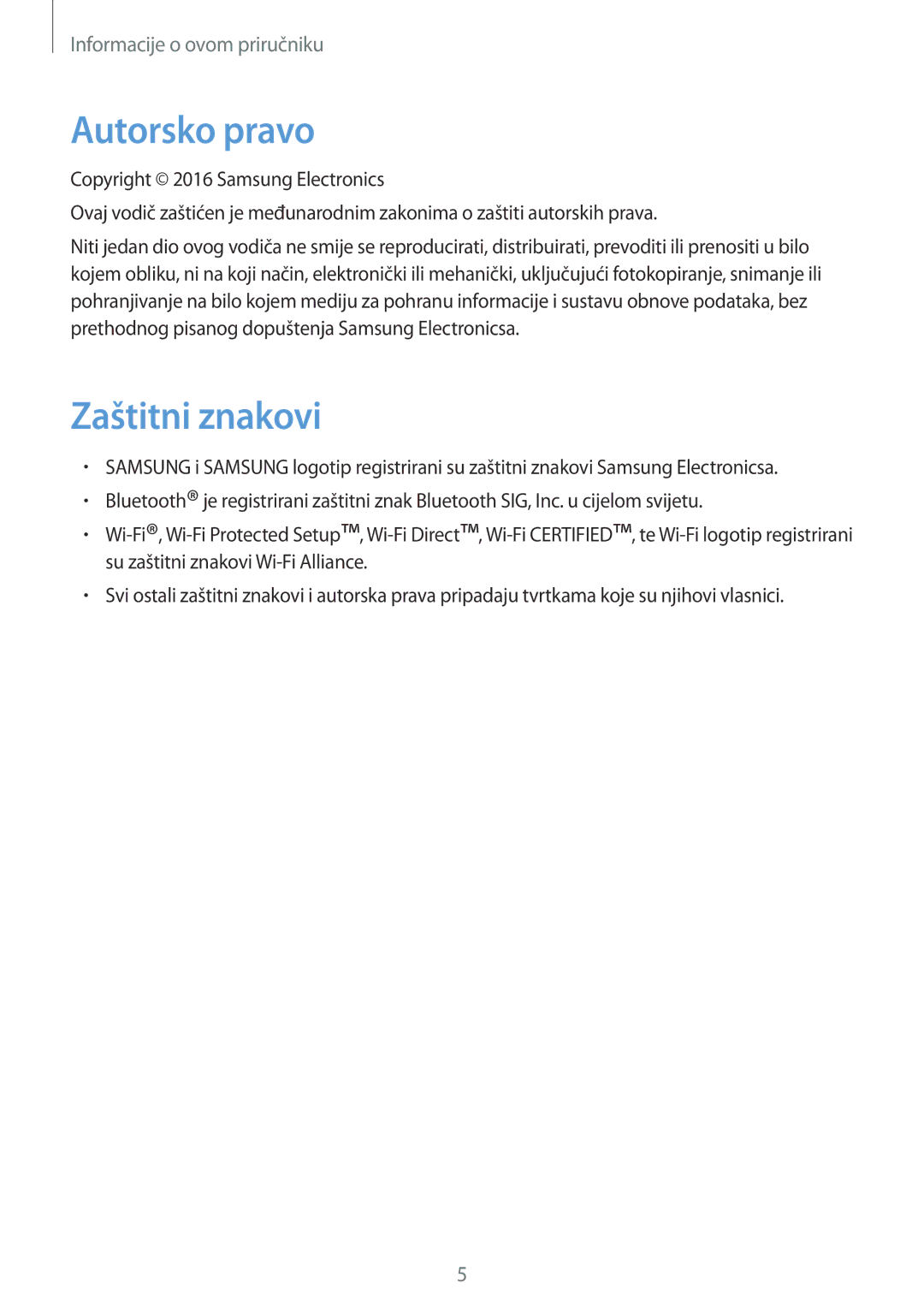 Samsung SM-T365NNGACRO manual Autorsko pravo, Zaštitni znakovi 