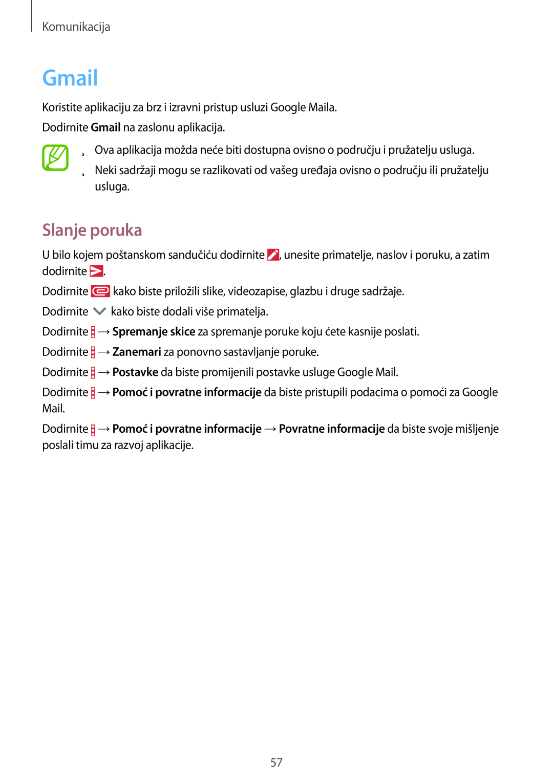 Samsung SM-T365NNGACRO manual Gmail 