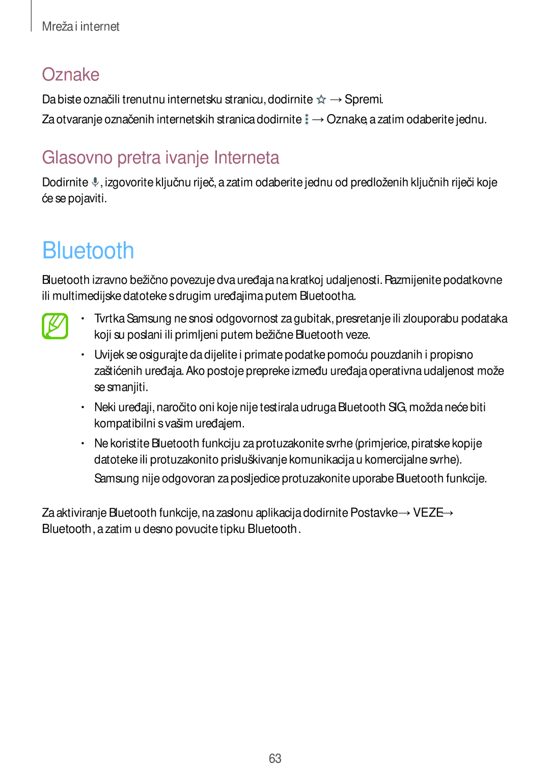 Samsung SM-T365NNGACRO manual Bluetooth 