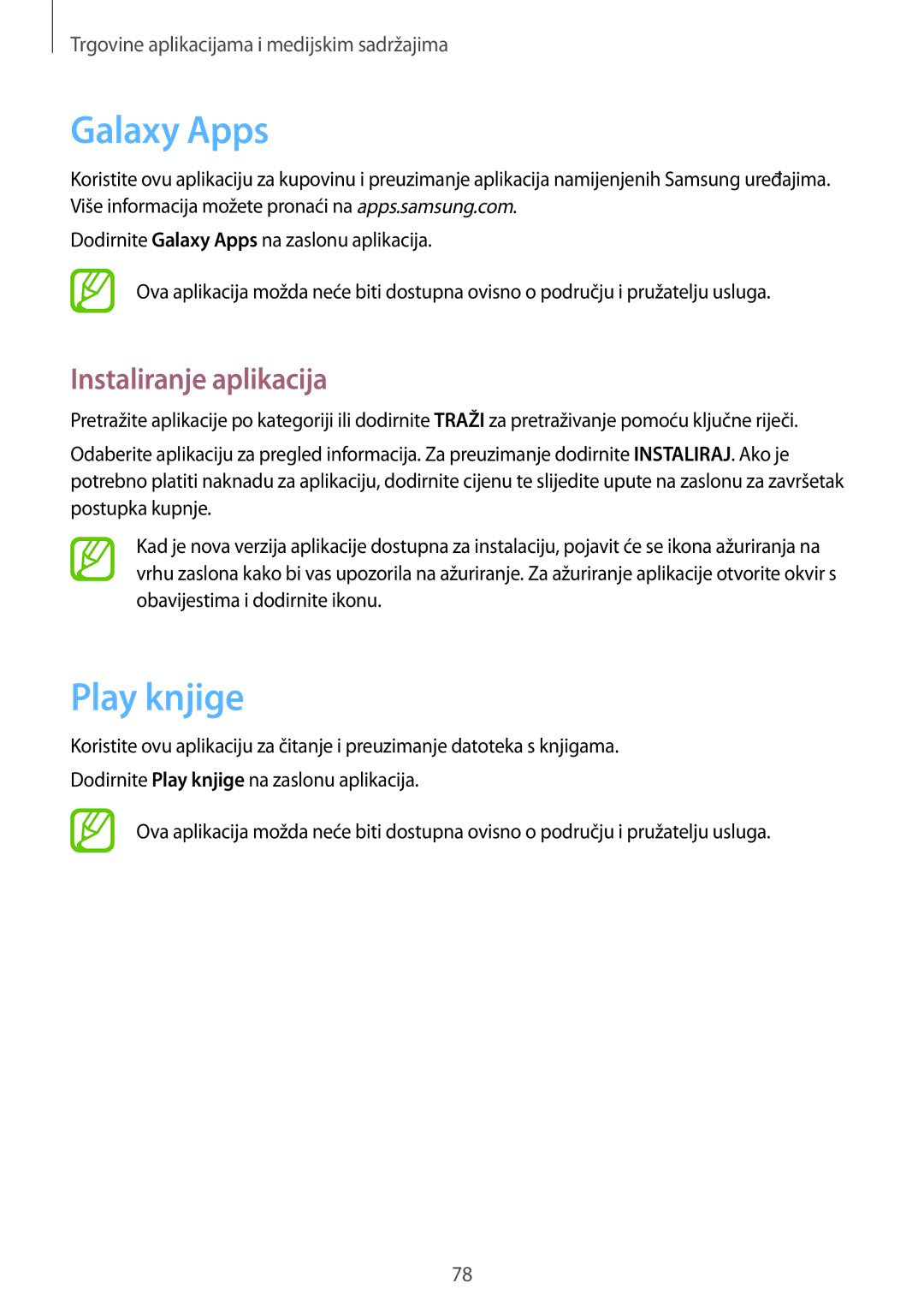 Samsung SM-T365NNGACRO manual Galaxy Apps, Play knjige 