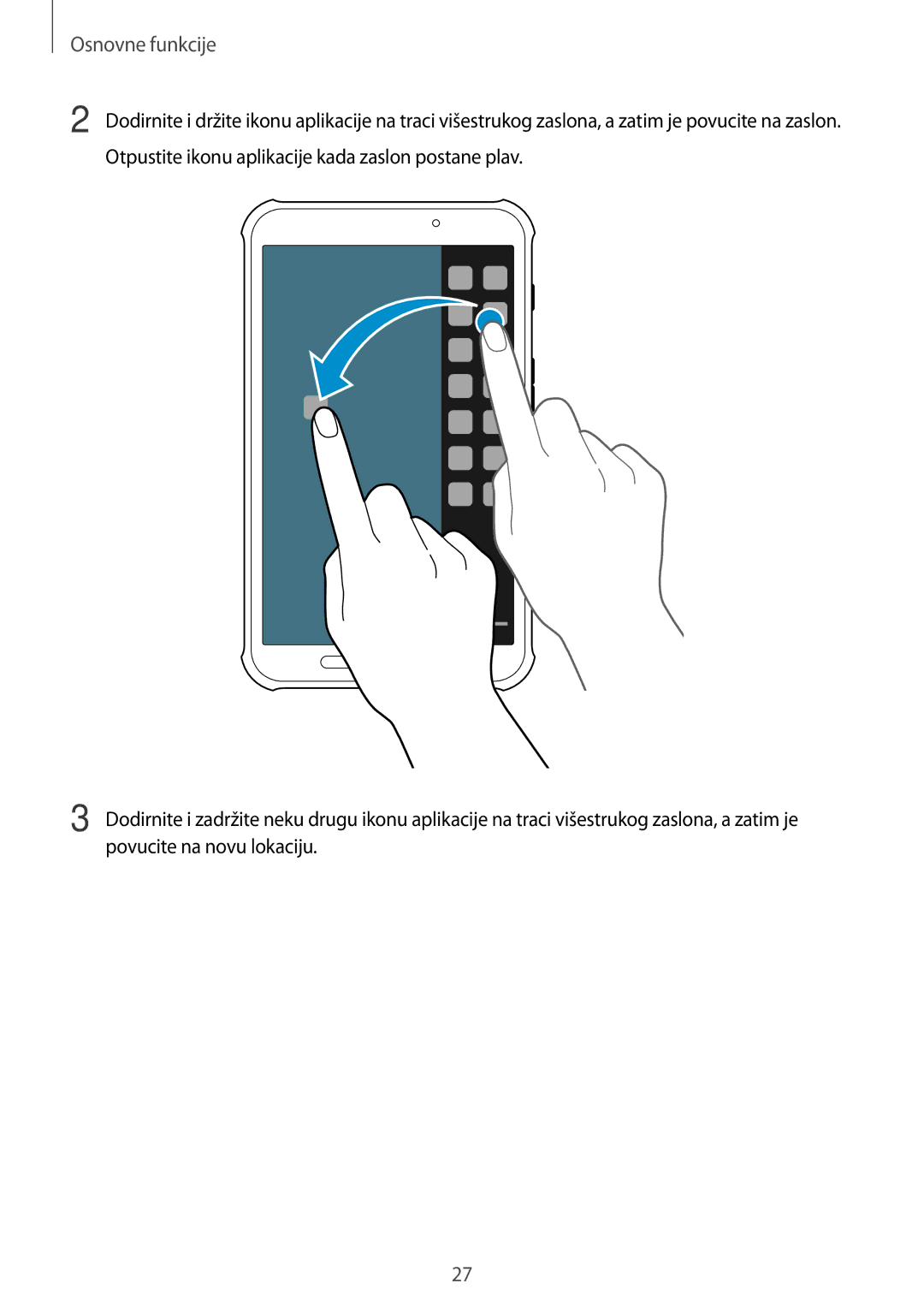 Samsung SM-T365NNGACRO manual Osnovne funkcije 