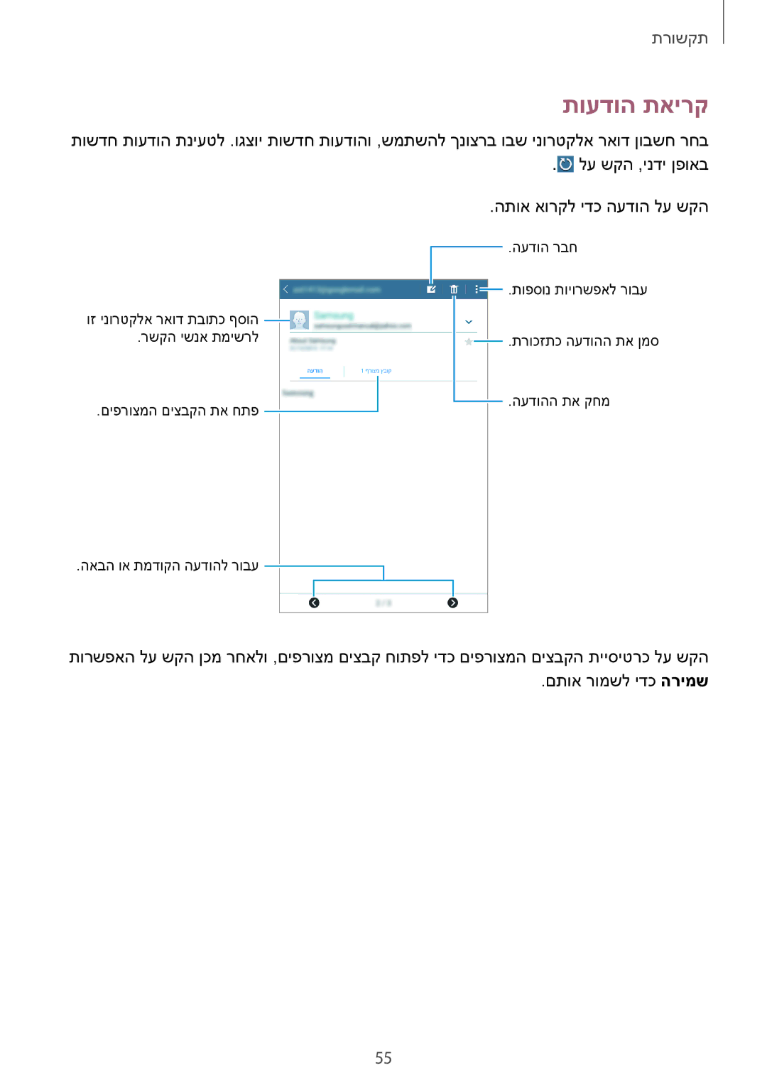 Samsung SM-T365NNGAILO manual תועדוה תאירק 