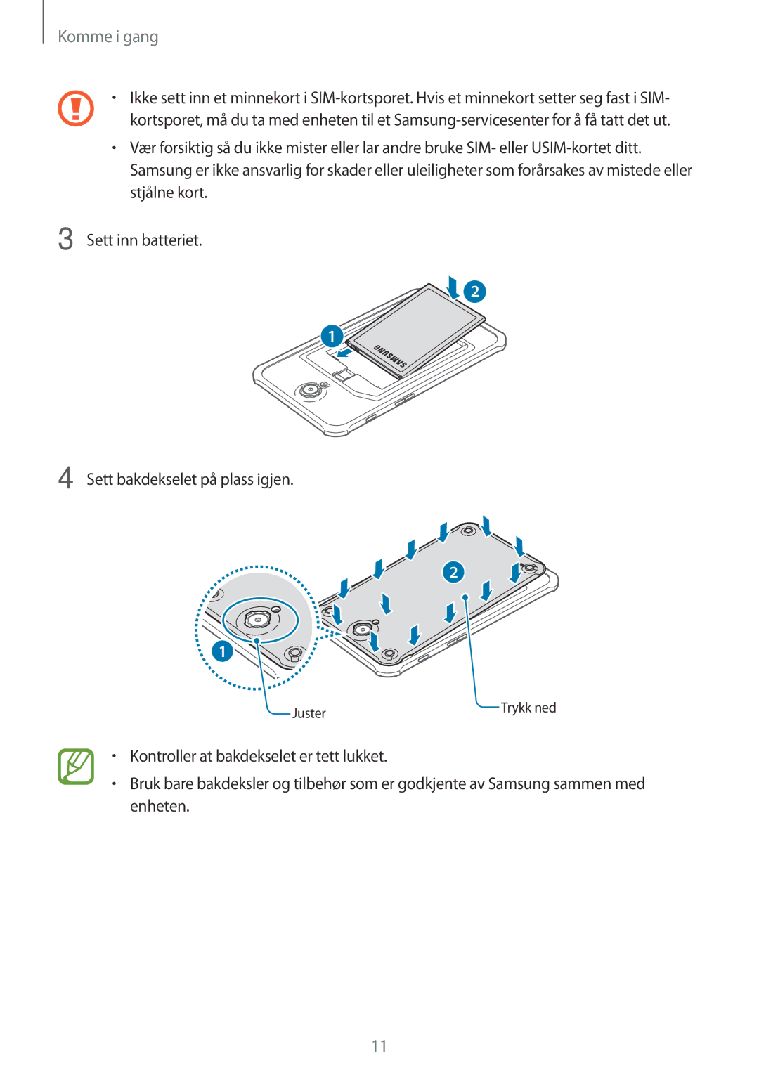 Samsung SM-T365NNGANEE manual Juster 