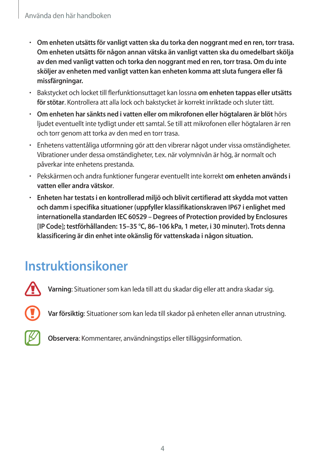 Samsung SM-T365NNGANEE manual Instruktionsikoner 