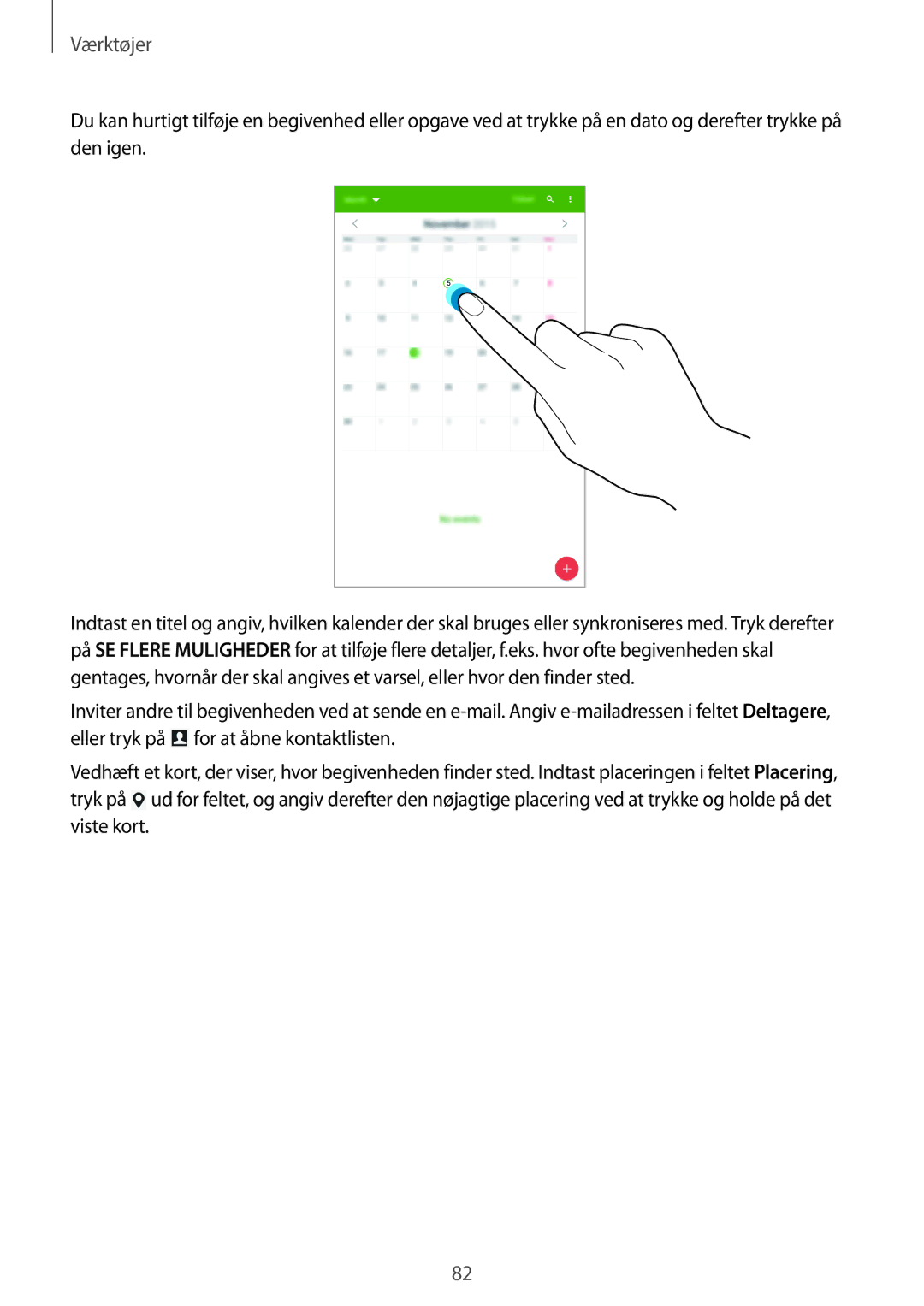 Samsung SM-T365NNGANEE manual Værktøjer 