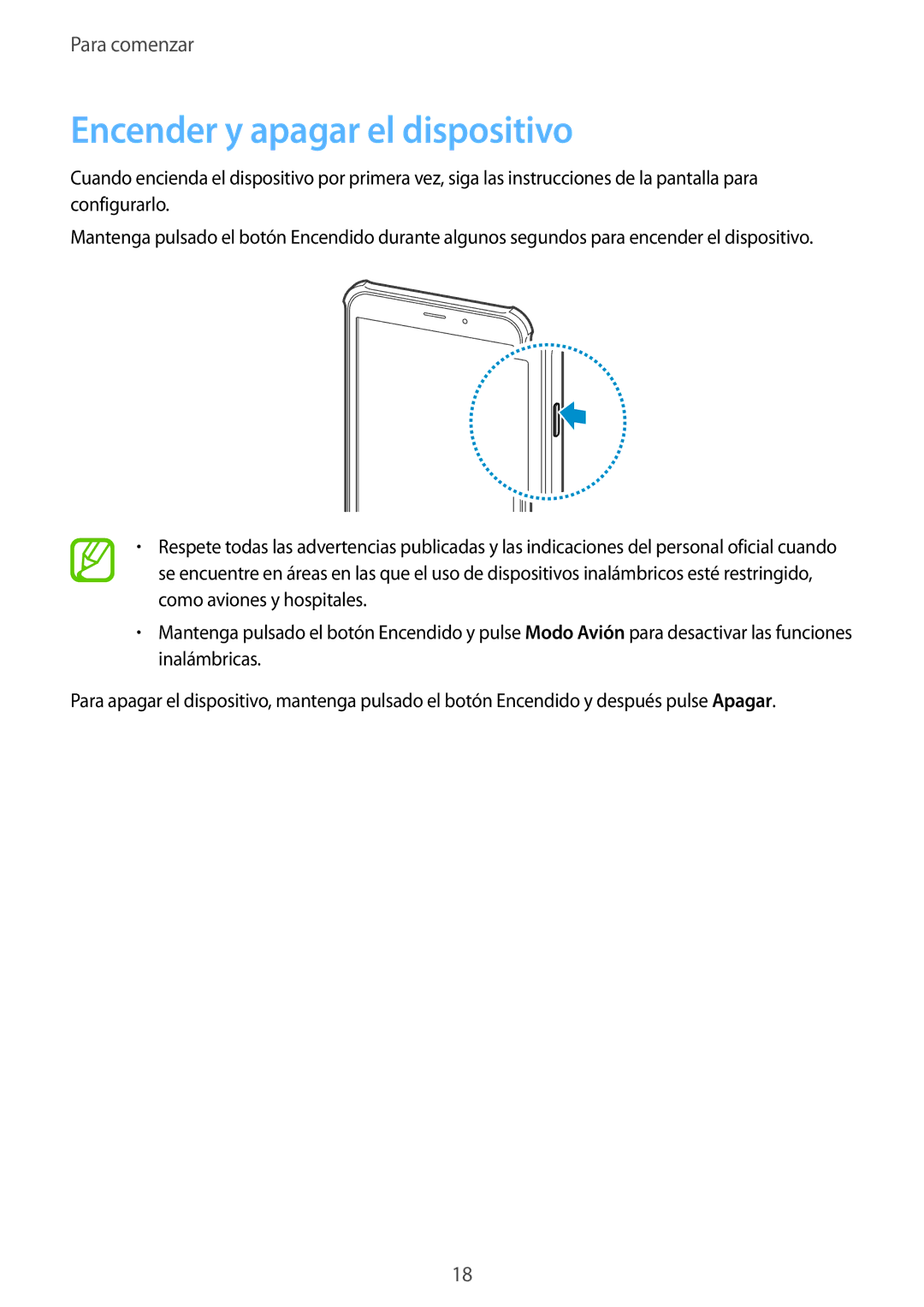 Samsung SM-T365NNGAPHE, SM-T365NNGATPH manual Encender y apagar el dispositivo 