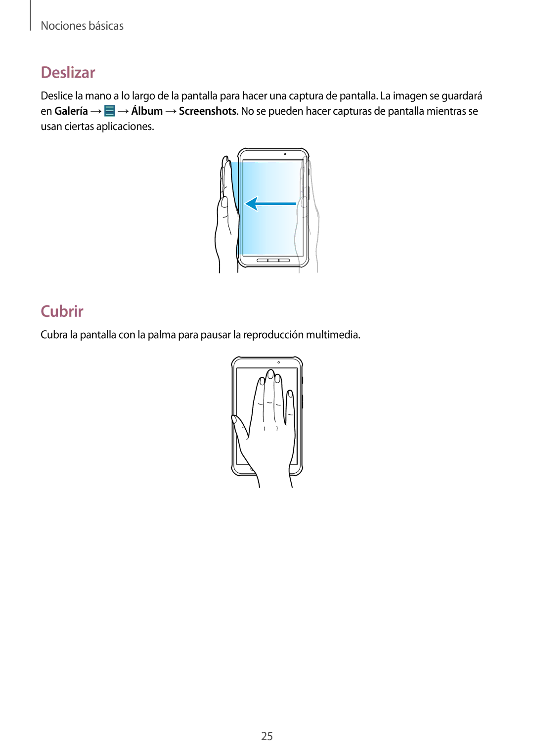 Samsung SM-T365NNGATPH, SM-T365NNGAPHE manual Deslizar, Cubrir 