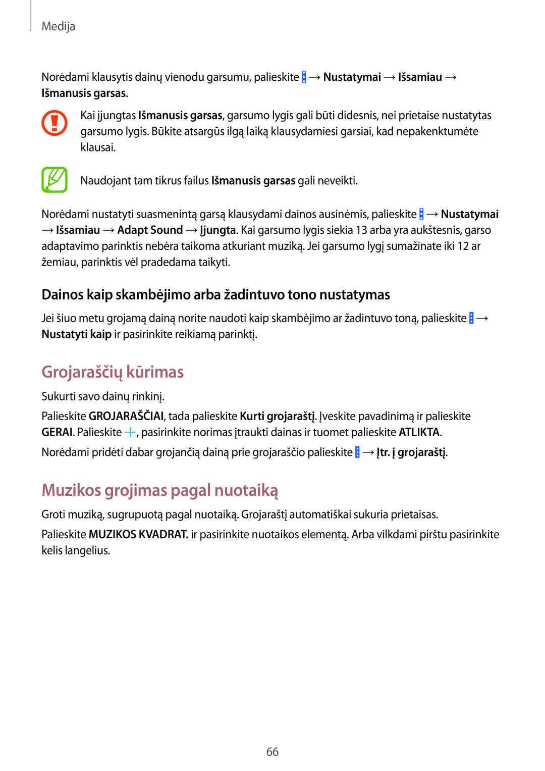 Samsung SM-T365NNGASEB manual Grojaraščių kūrimas, Muzikos grojimas pagal nuotaiką 