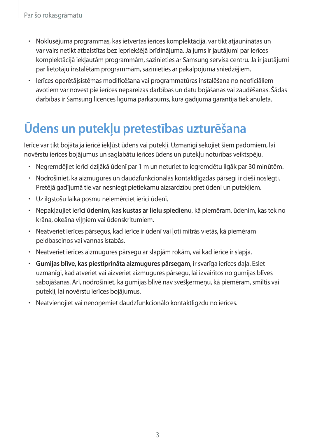 Samsung SM-T365NNGASEB manual Ūdens un putekļu pretestības uzturēšana, Par šo rokasgrāmatu 