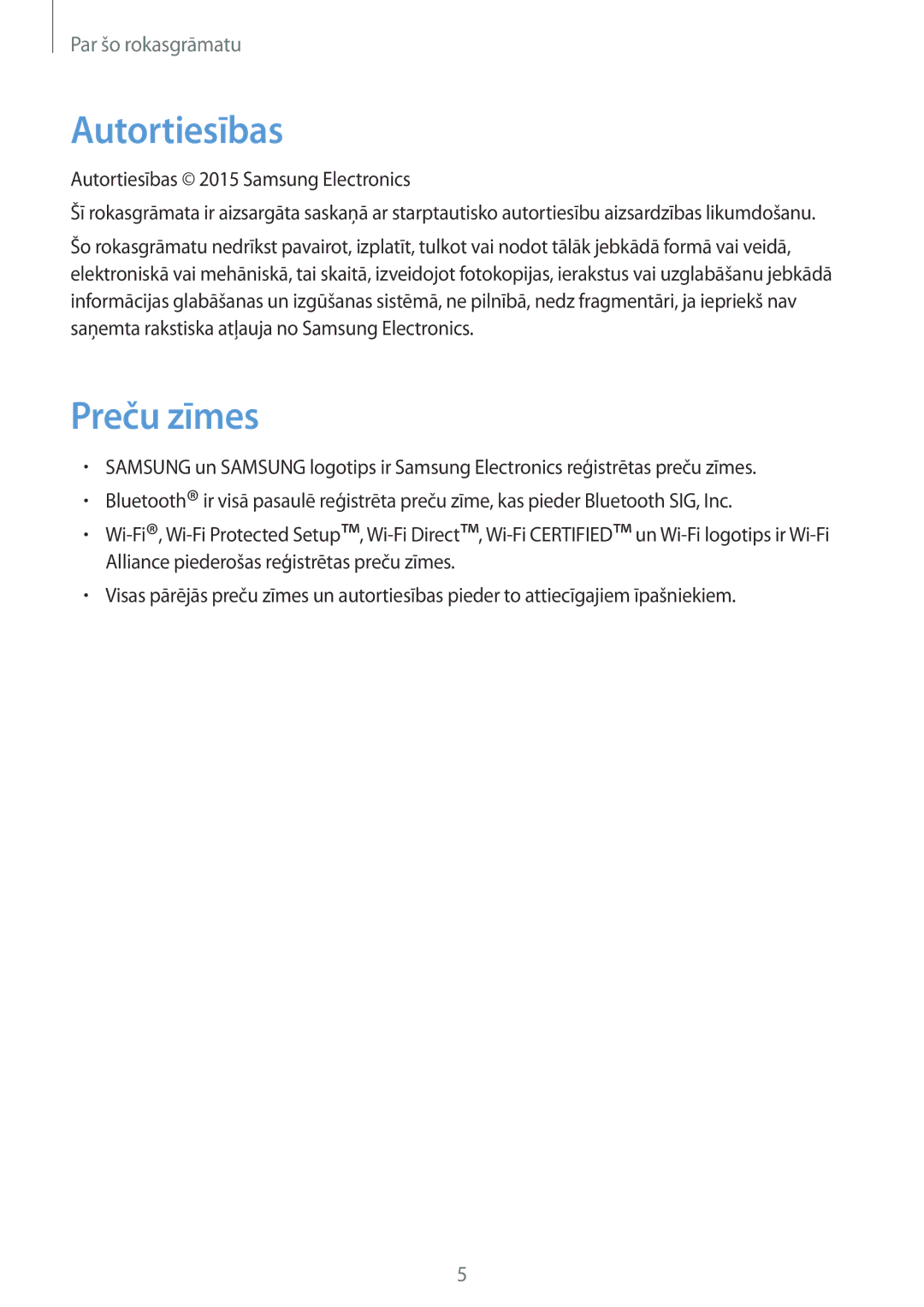 Samsung SM-T365NNGASEB manual Autortiesības, Preču zīmes 