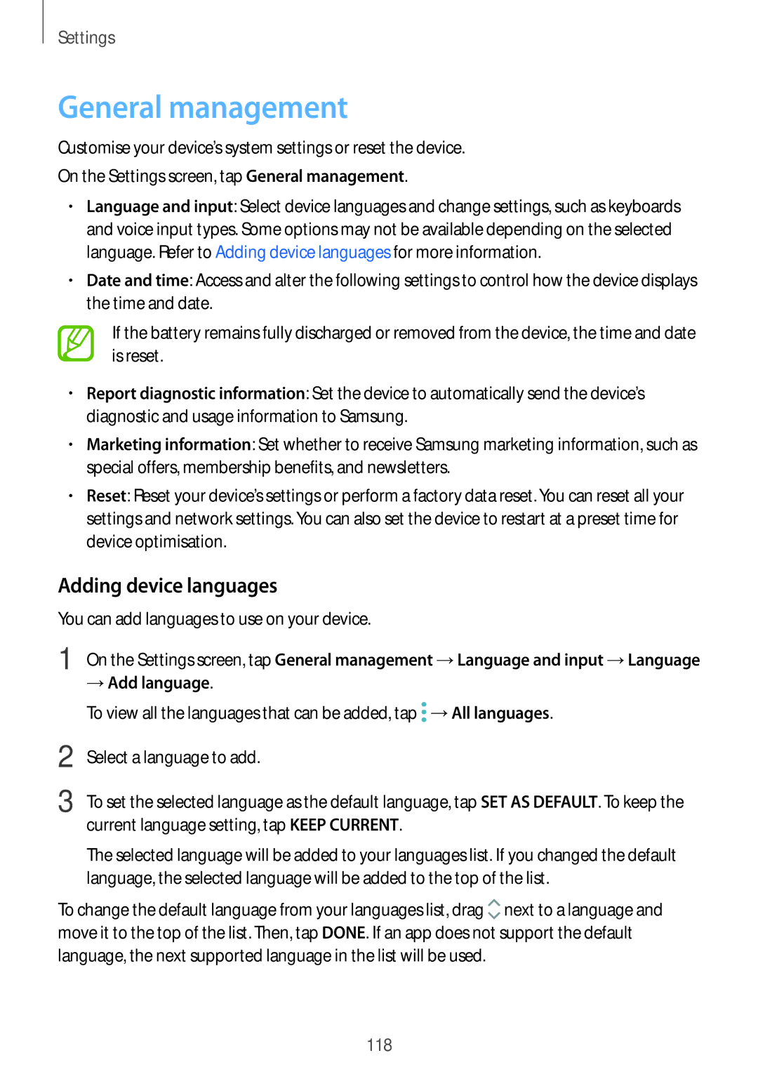 Samsung SM-T385NZKAXXV, SM-T385NZDAXXV manual General management, Adding device languages, → Add language 