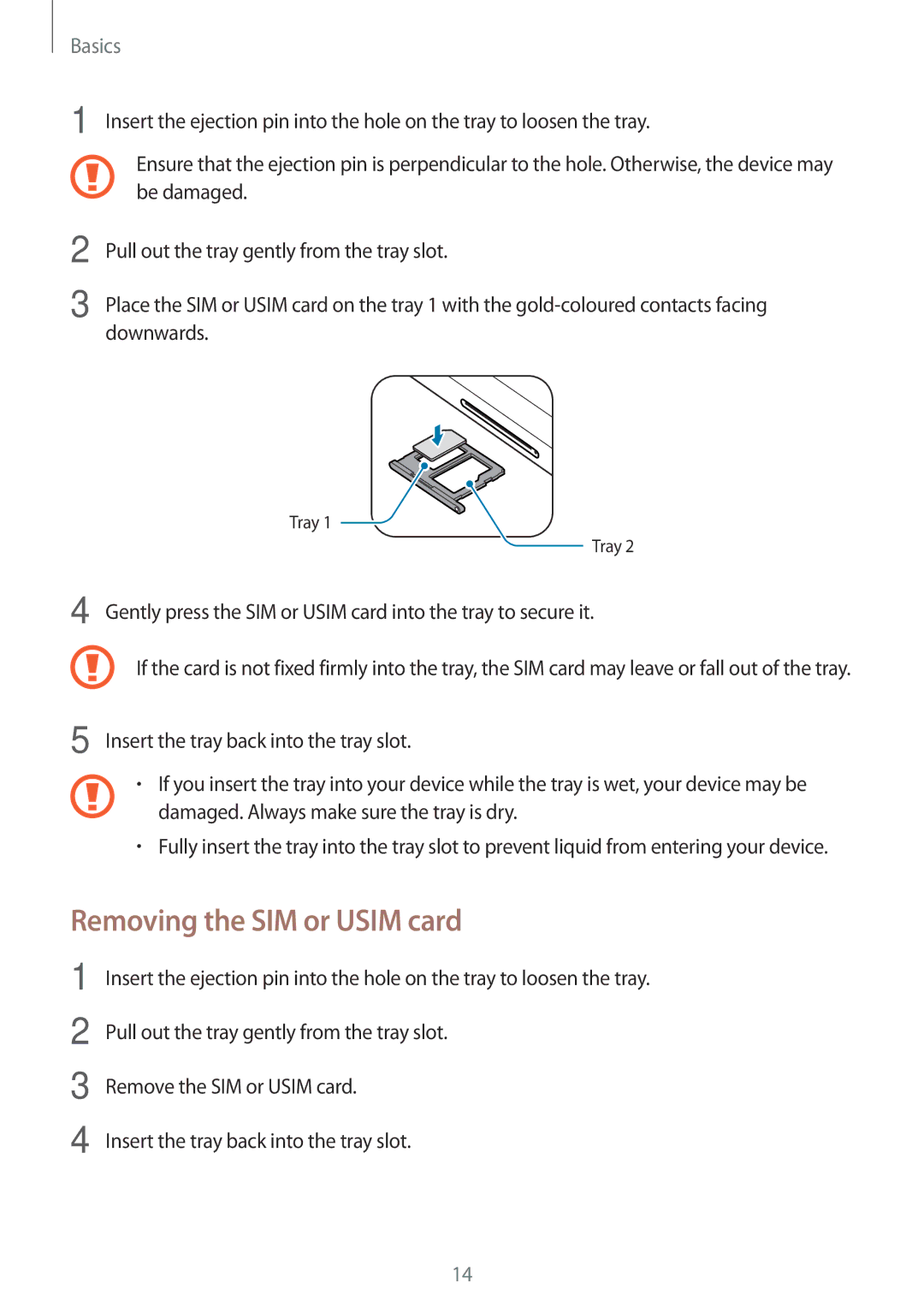 Samsung SM-T385NZKAXXV, SM-T385NZDAXXV manual Removing the SIM or Usim card 