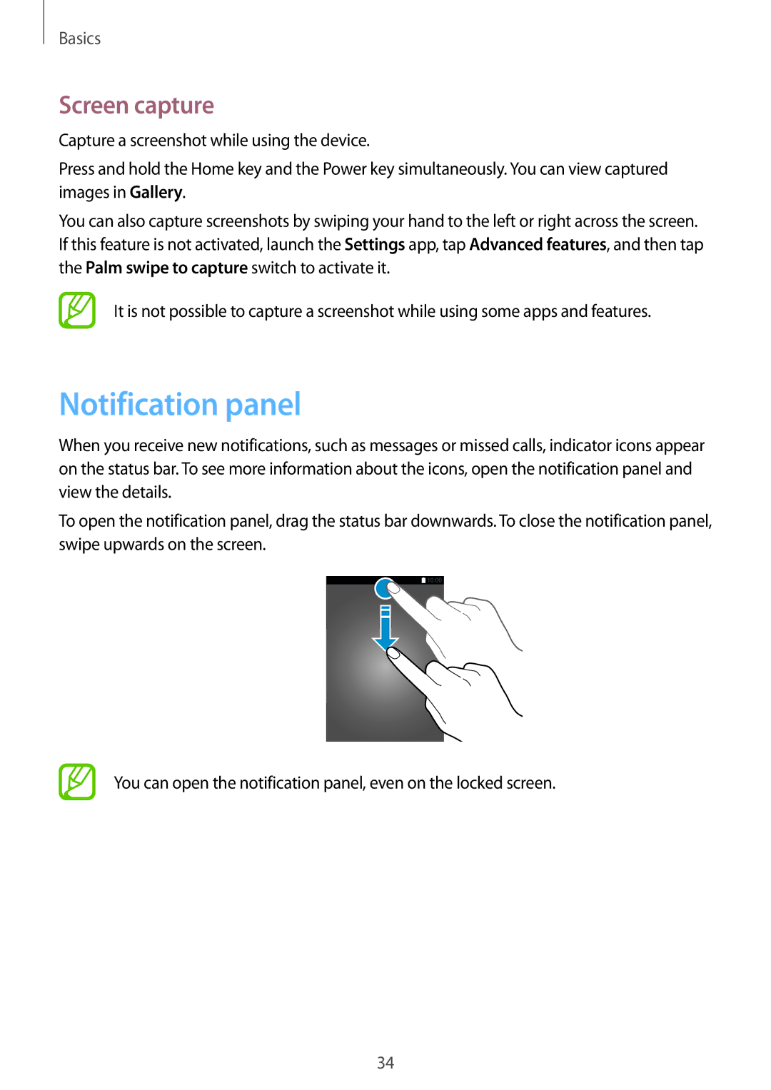 Samsung SM-T385NZKAXXV, SM-T385NZDAXXV manual Notification panel, Screen capture 