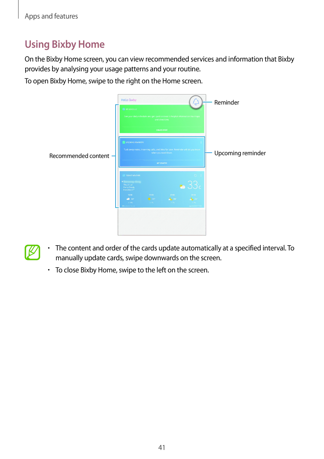 Samsung SM-T385NZDAXXV, SM-T385NZKAXXV manual Using Bixby Home 