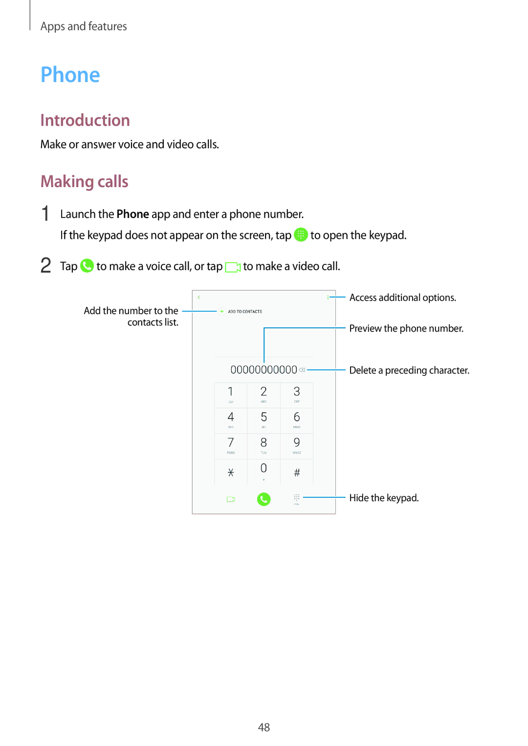 Samsung SM-T385NZKAXXV, SM-T385NZDAXXV manual Phone, Making calls 