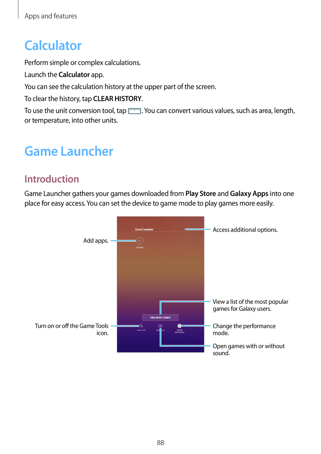 Samsung SM-T385NZKAXXV, SM-T385NZDAXXV manual Calculator, Game Launcher 