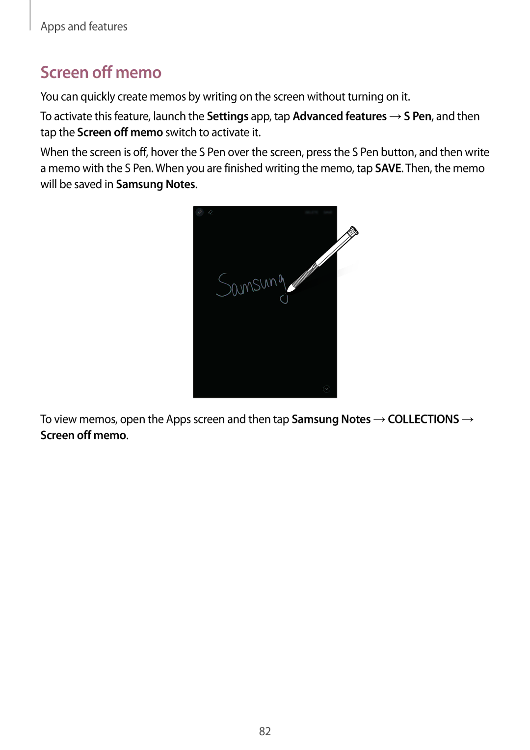 Samsung SM-T390NZKAITV, SM-T390NZKAATO, SM-T390NZKAXEF, SM-T390NZKAPHE, SM-T390NZKAXEZ, SM-T390NZKAEUR manual Screen off memo 