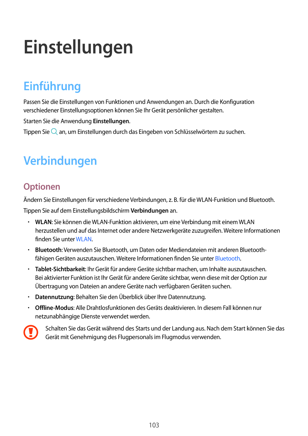 Samsung SM-T390NZKAATO manual Einführung, Verbindungen, Optionen 