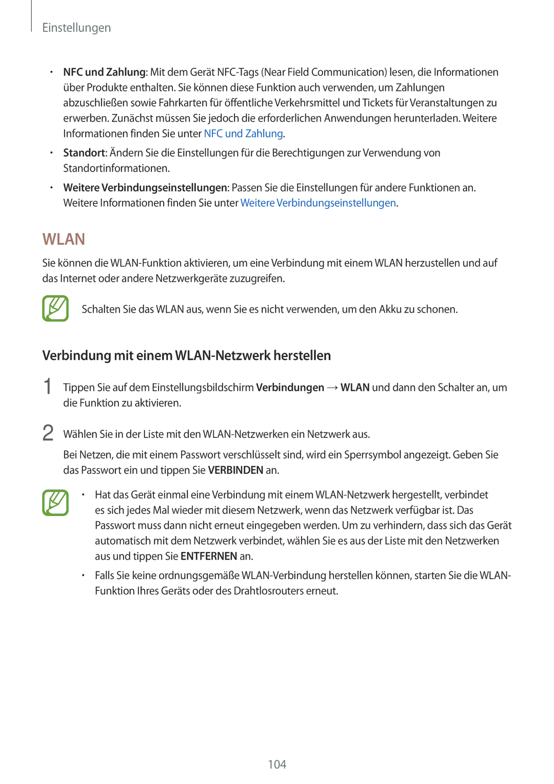 Samsung SM-T390NZKAATO manual Verbindung mit einem WLAN-Netzwerk herstellen, Die Funktion zu aktivieren 