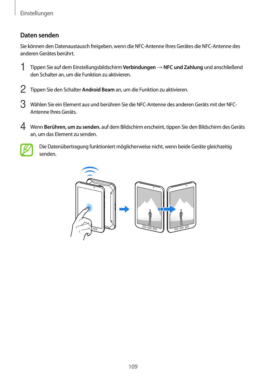 Samsung SM-T390NZKAATO manual Daten senden 