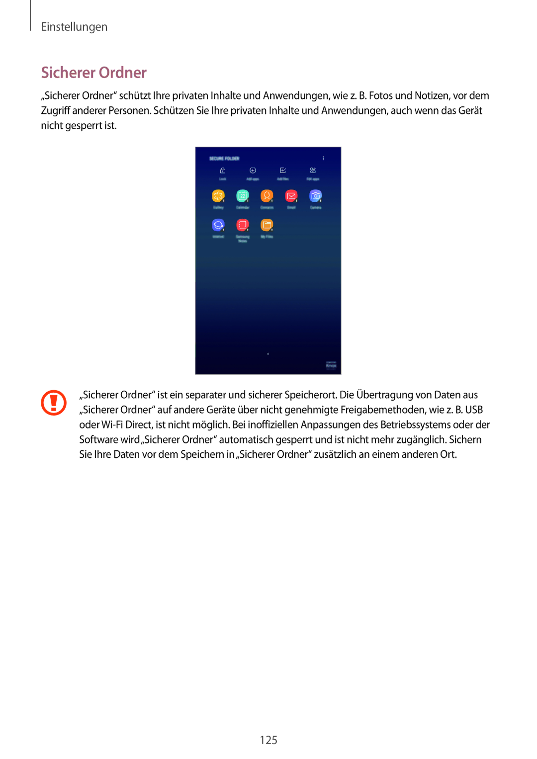 Samsung SM-T390NZKAATO manual Sicherer Ordner 