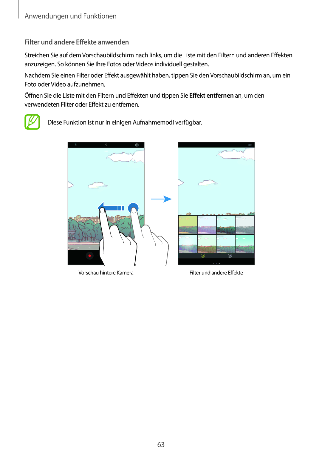 Samsung SM-T390NZKAATO manual Filter und andere Effekte anwenden 