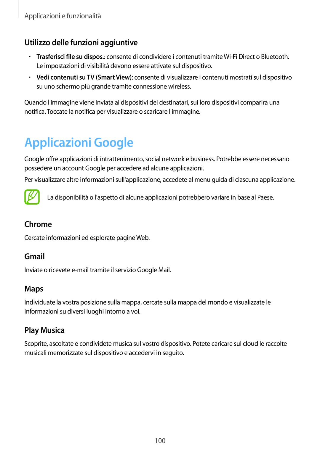 Samsung SM-T390NZKAITV manual Applicazioni Google 