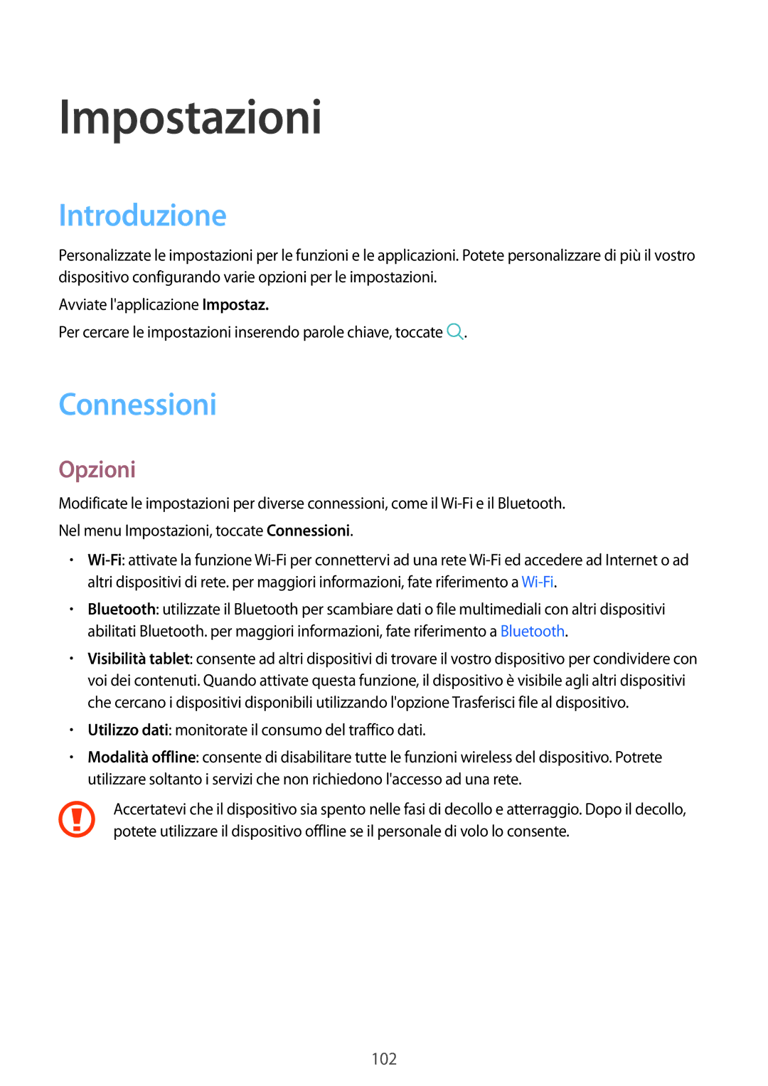 Samsung SM-T390NZKAITV manual Introduzione, Connessioni, Opzioni 