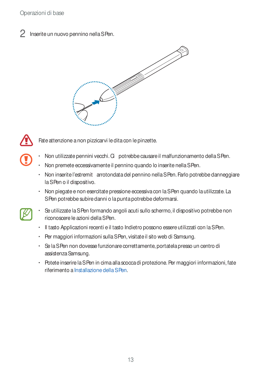 Samsung SM-T390NZKAITV manual Operazioni di base 