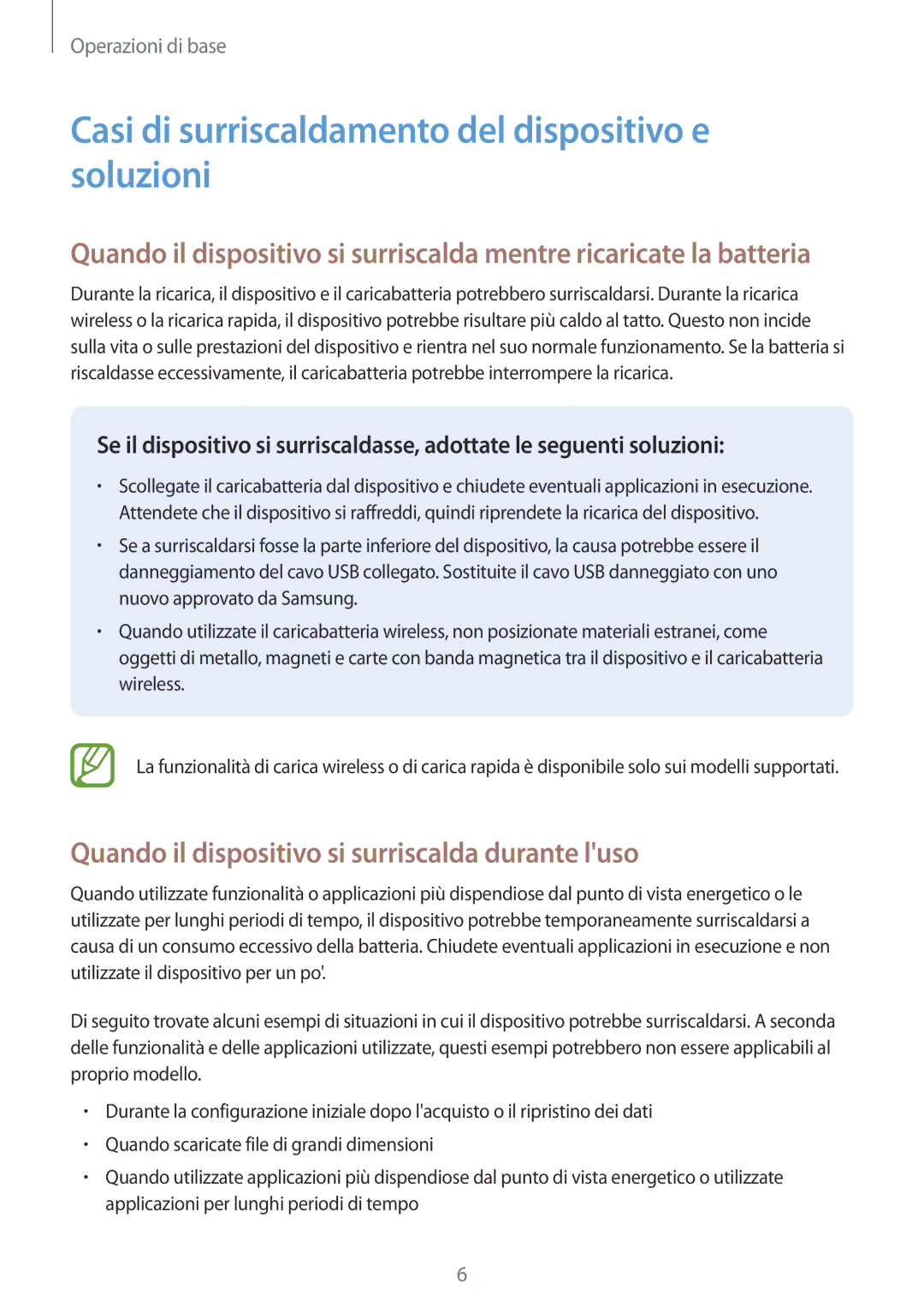 Samsung SM-T390NZKAITV manual Casi di surriscaldamento del dispositivo e soluzioni 