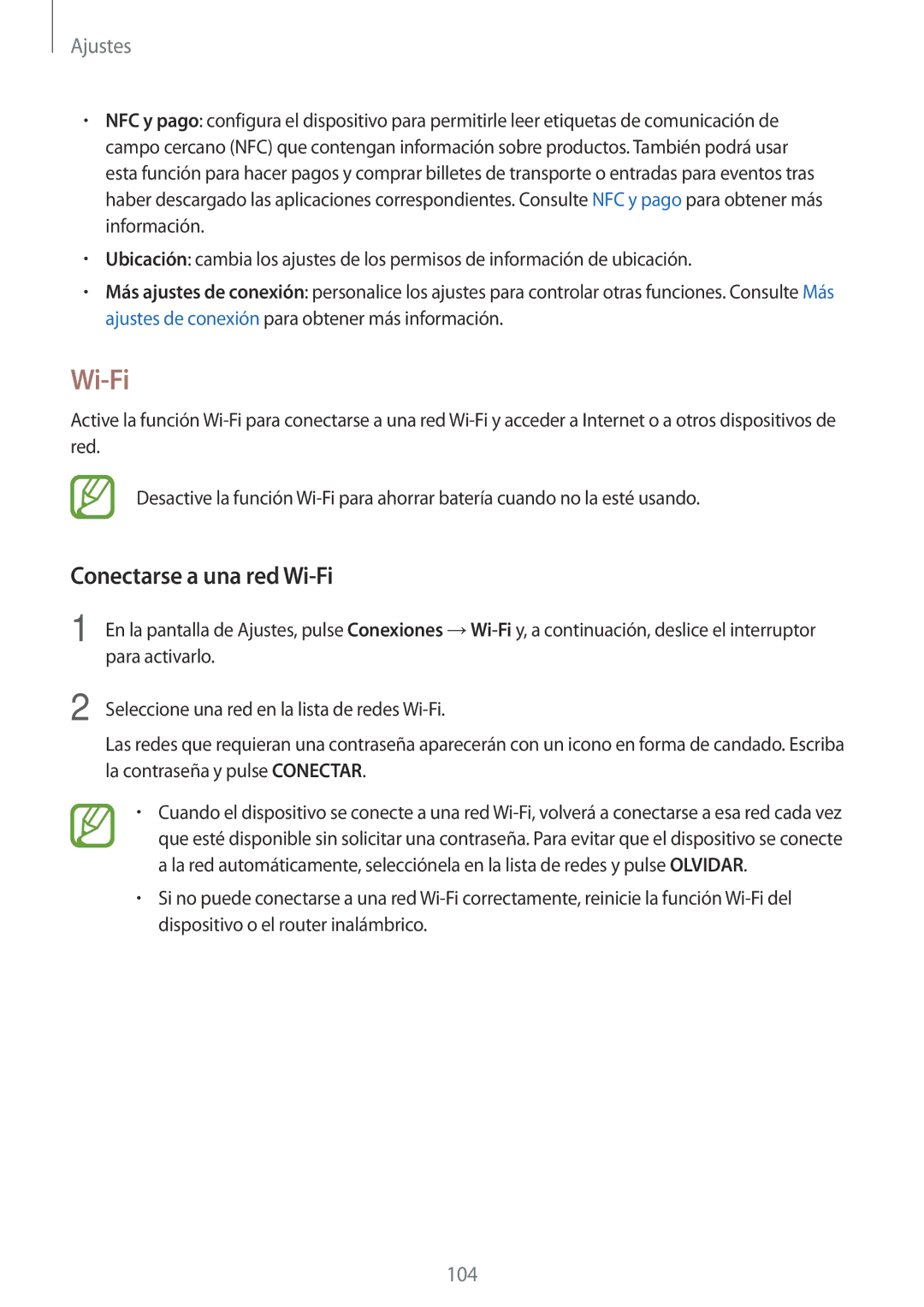 Samsung SM-T390NZKAPHE manual Conectarse a una red Wi-Fi, Para activarlo, Seleccione una red en la lista de redes Wi-Fi 