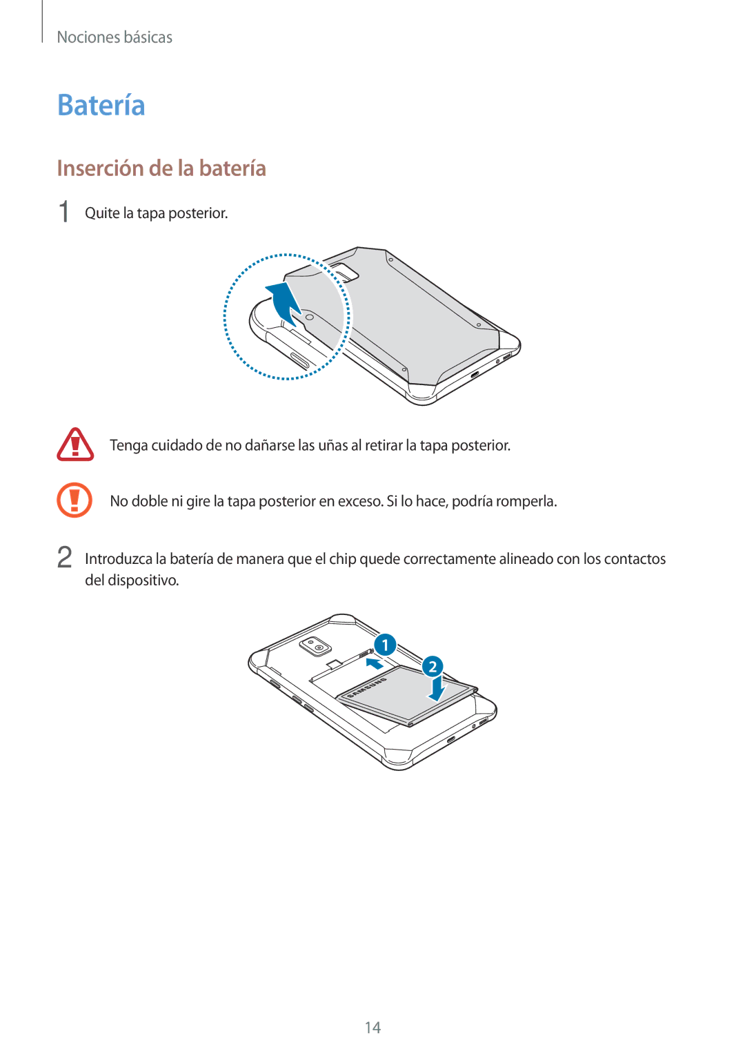 Samsung SM-T390NZKAPHE manual Batería, Inserción de la batería 