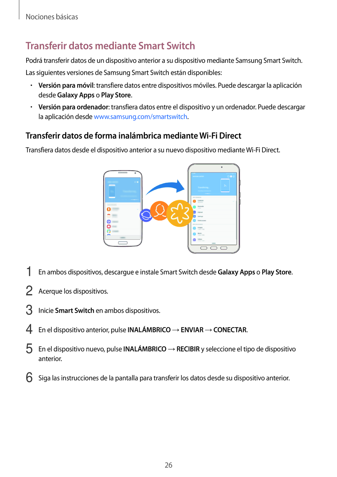 Samsung SM-T390NZKAPHE Transferir datos mediante Smart Switch, Transferir datos de forma inalámbrica mediante Wi-Fi Direct 